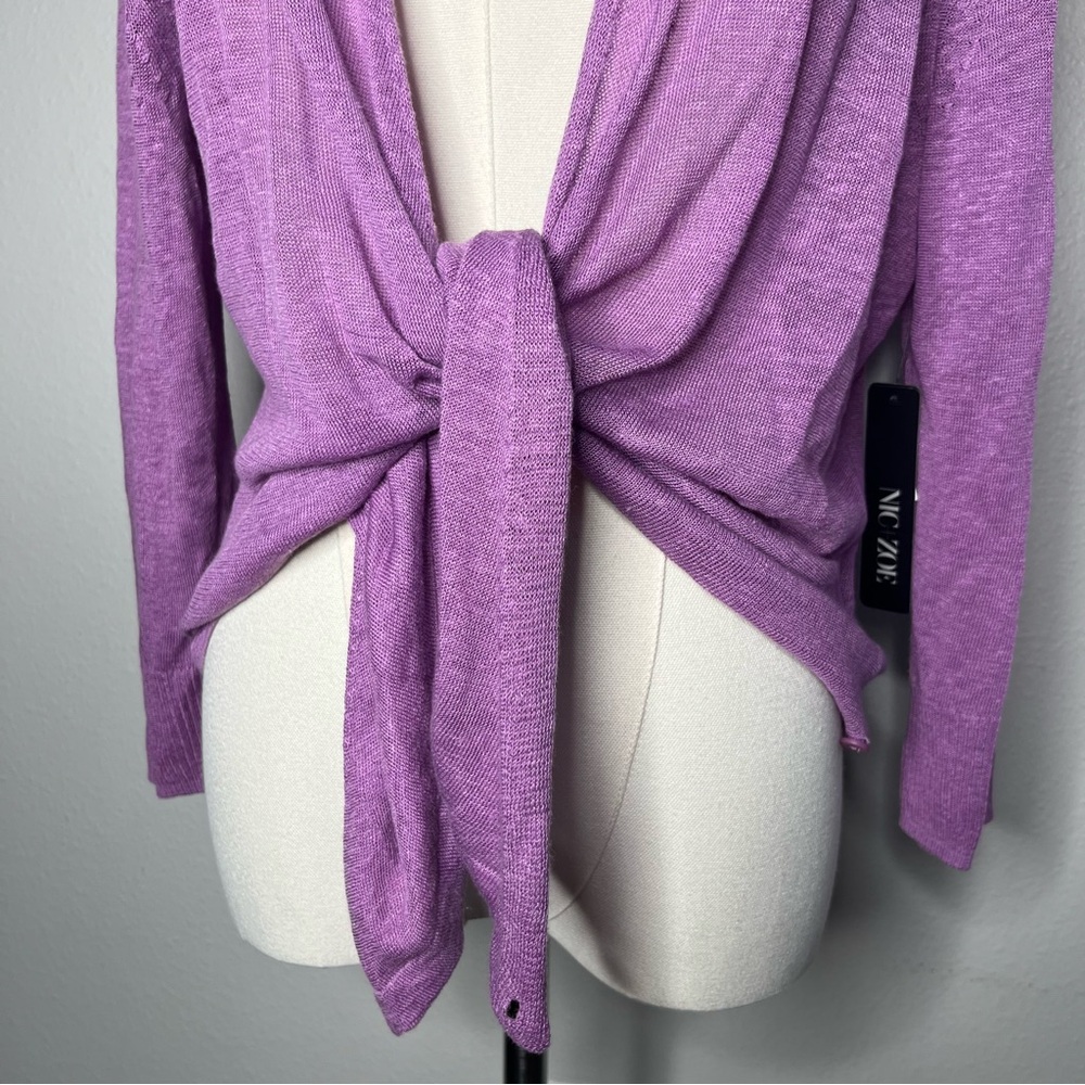 NEW Nic + Zoe Purple All Year 4 Way Lightweight Linen Blend Cardigan Topper - Picture 8 of 13